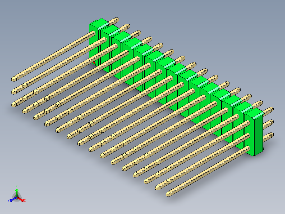 彩色公头100mil（2.54mm）系列-DS1021_green_3x15p_100mil_Type19_rev1.0主视图