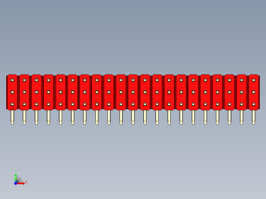 彩色公排针 100mil 2.54mm 系列-DS1022_red_3x21p_100mil_TypeD_rev1.0前视缩略图