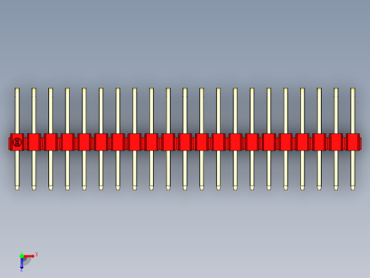 彩色公排针 100mil 2.54mm 系列-DS1022_red_3x21p_100mil_TypeD_rev1.0俯视缩略图