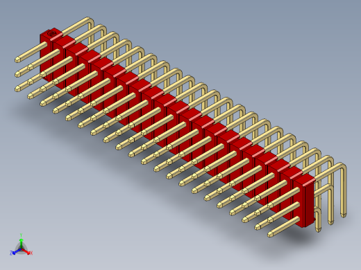 彩色公排针 100mil 2.54mm 系列-DS1022_red_3x21p_100mil_TypeD_rev1.0正等轴测缩略图