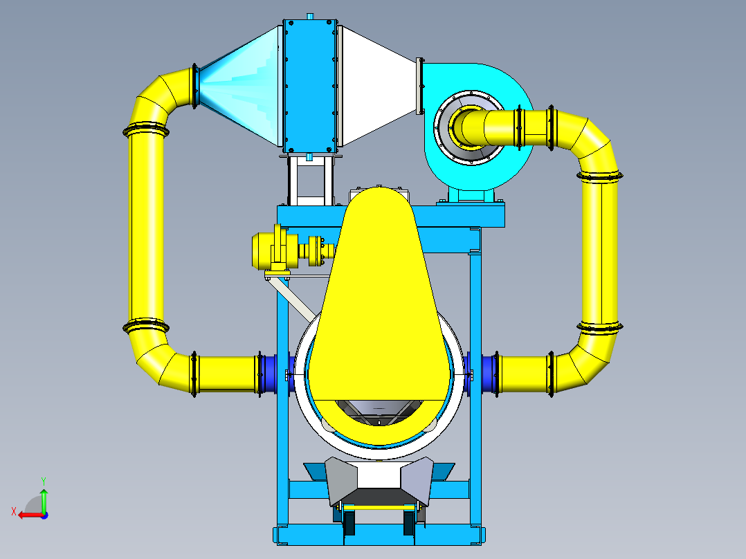rotary-drying-chamber旋转干燥室3D数模图纸 STP x_t格式后视图