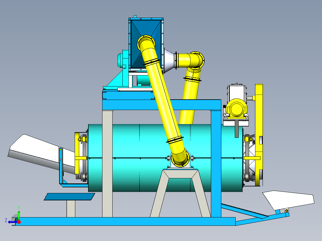 rotary-drying-chamber旋转干燥室3D数模图纸 STP x_t格式右视图