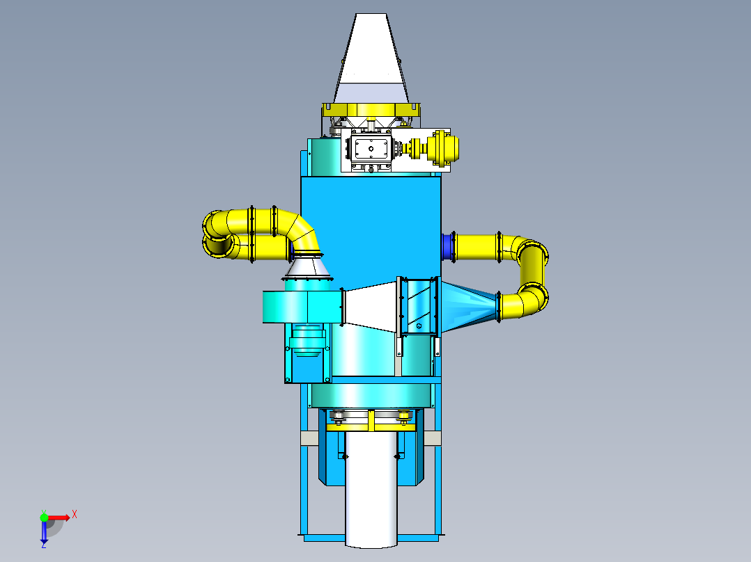 rotary-drying-chamber旋转干燥室3D数模图纸 STP x_t格式俯视图