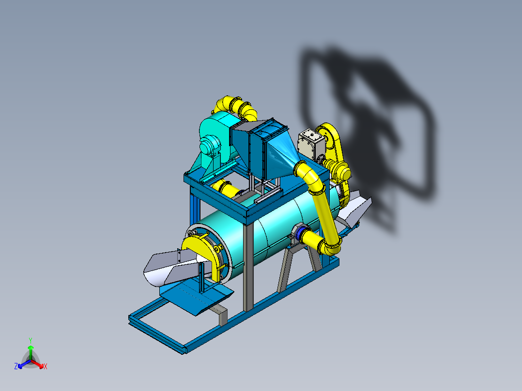 rotary-drying-chamber旋转干燥室3D数模图纸 STP x_t格式正等轴测图