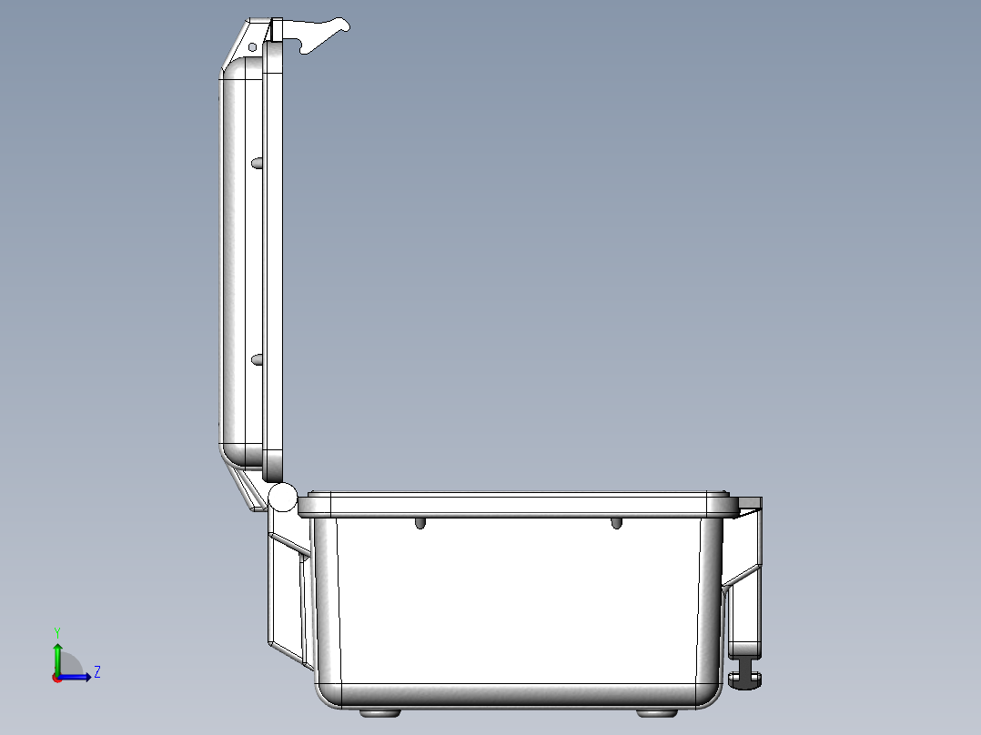 三防手提箱带泄压阀详细模型左视图