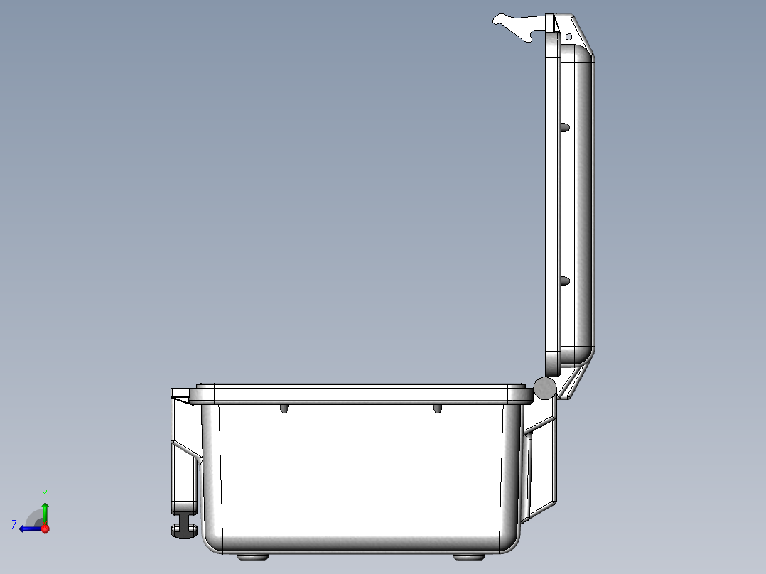 三防手提箱带泄压阀详细模型右视图