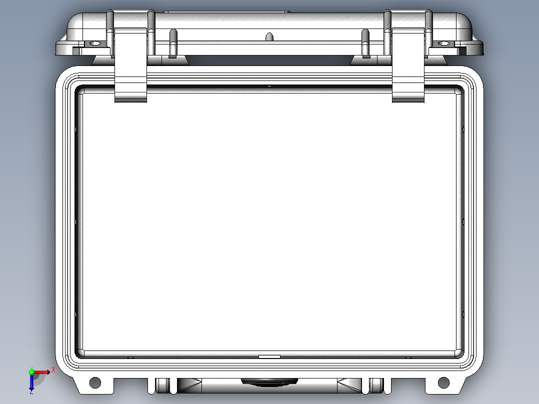 三防手提箱带泄压阀详细模型俯视图