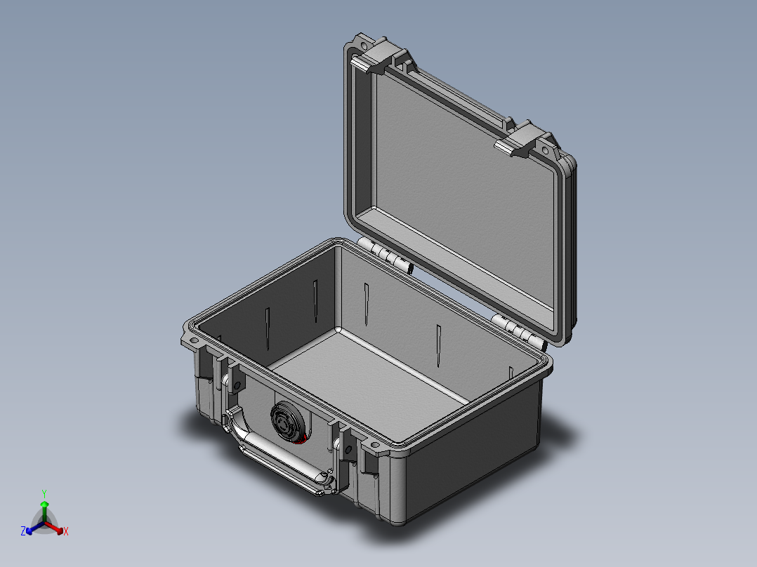三防手提箱带泄压阀详细模型正等轴测图