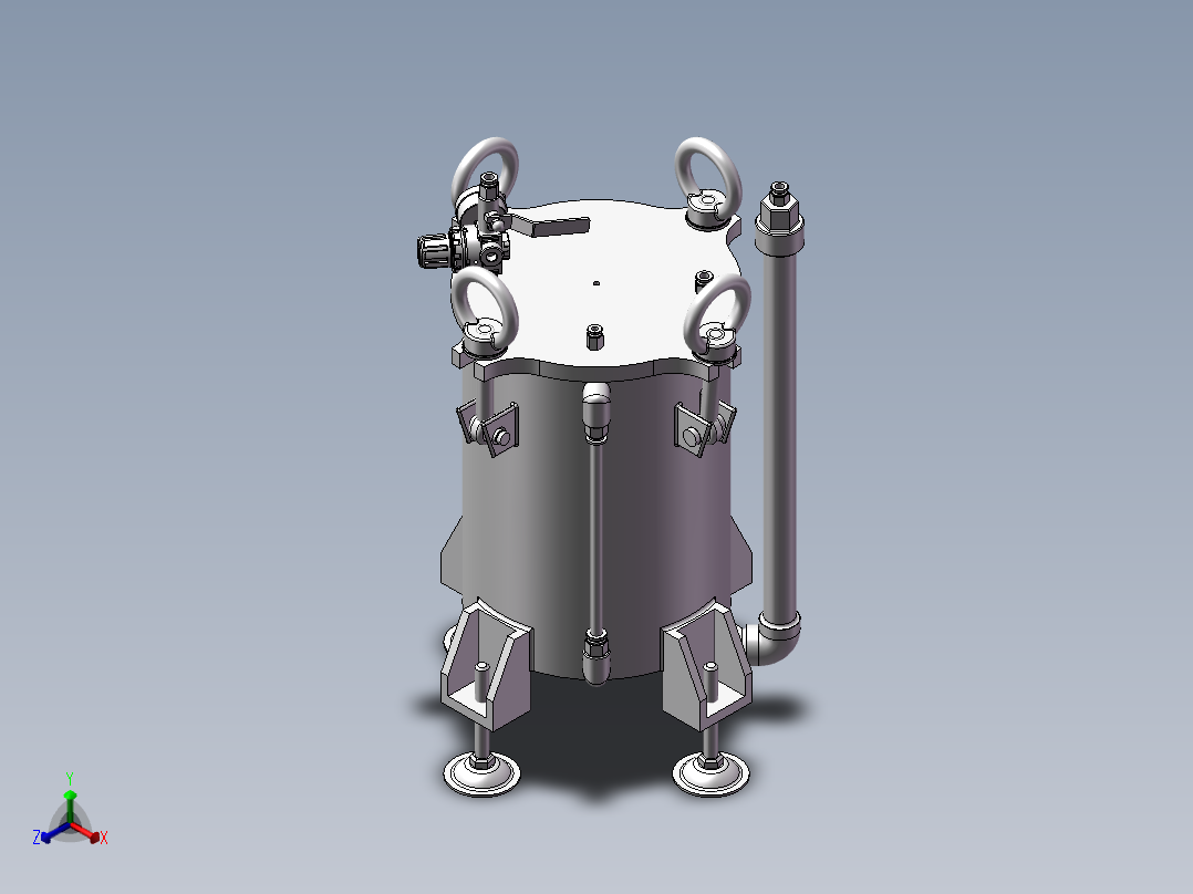 底部出胶压力罐、储胶罐正等轴测图
