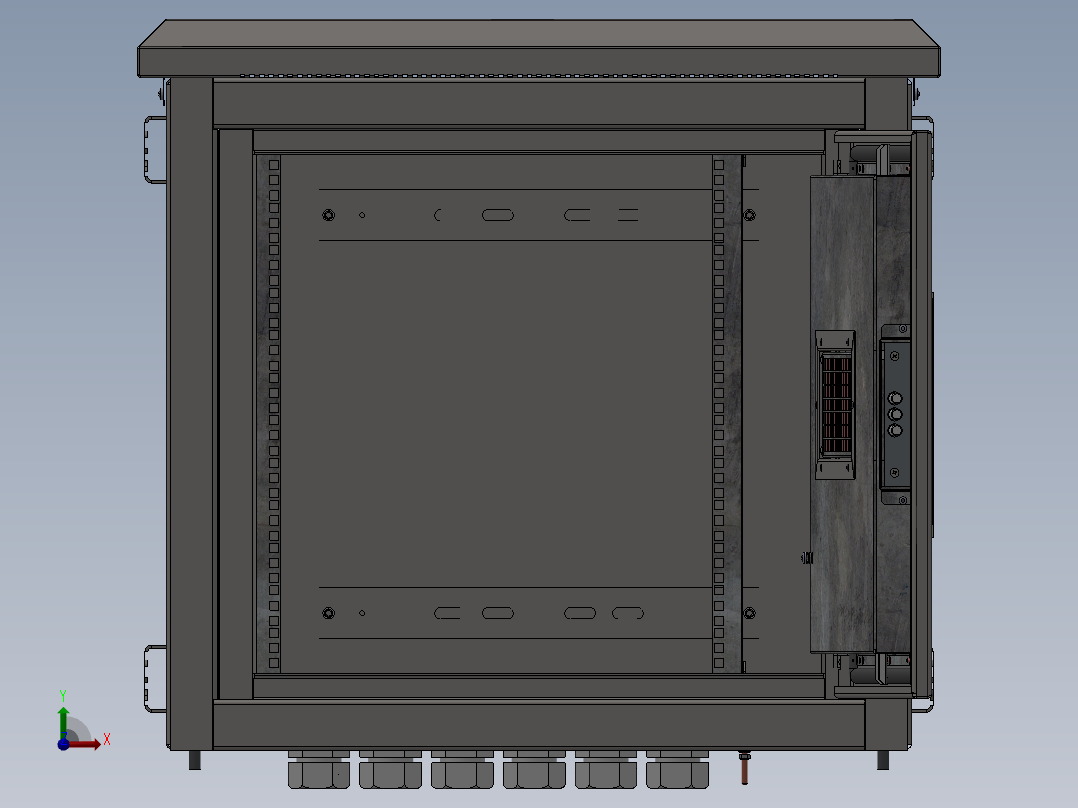 壁挂式电气柜12U-sw 三维 图纸前视图