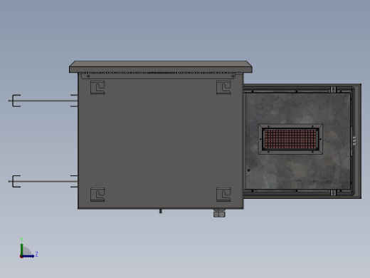 壁挂式电气柜12U-sw 三维 图纸左视缩略图