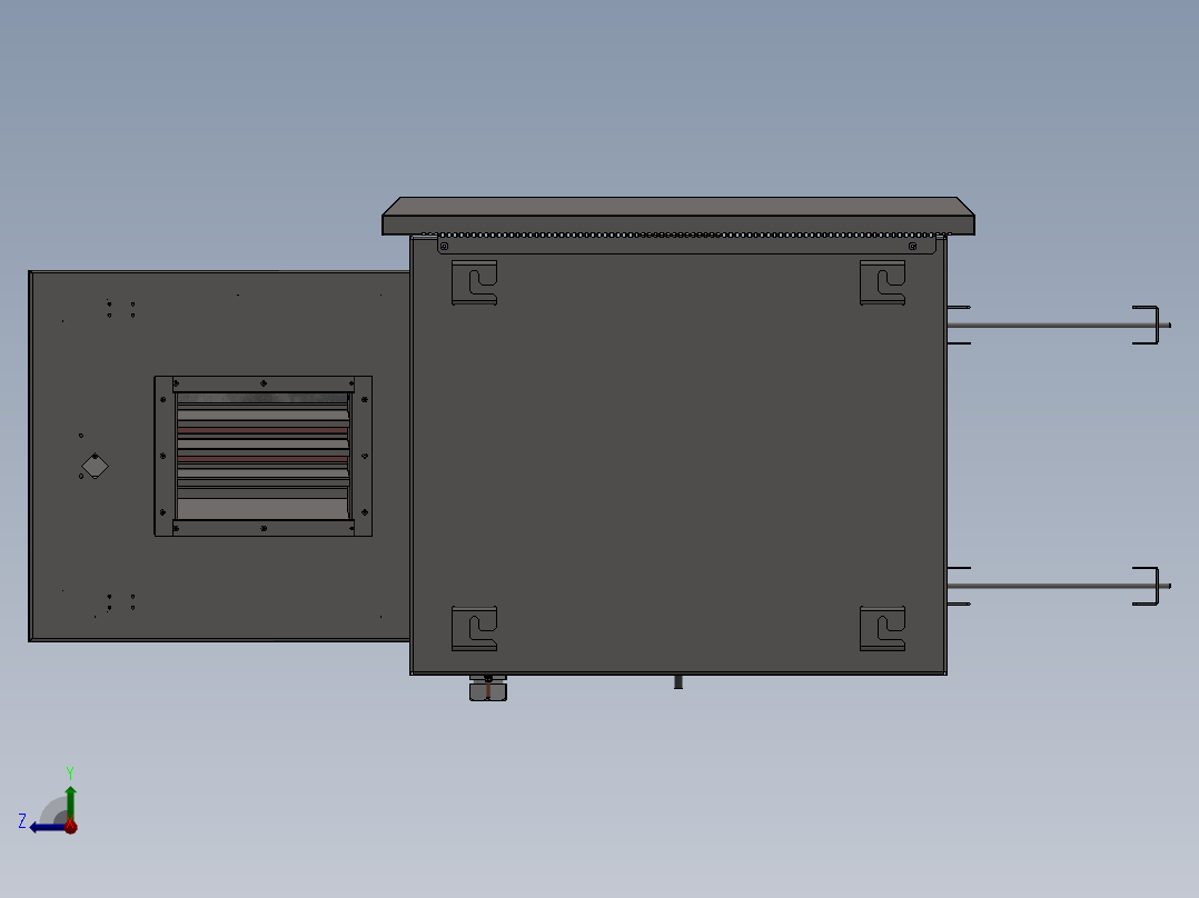 壁挂式电气柜12U-sw 三维 图纸右视图