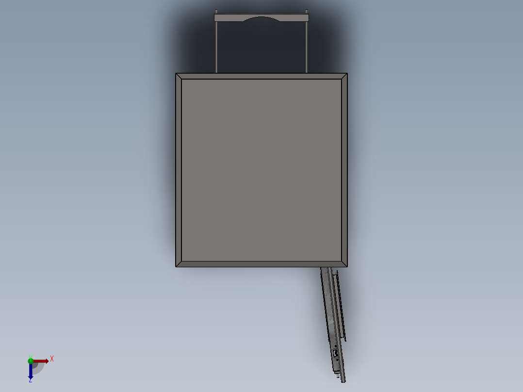 壁挂式电气柜12U-sw 三维 图纸俯视图
