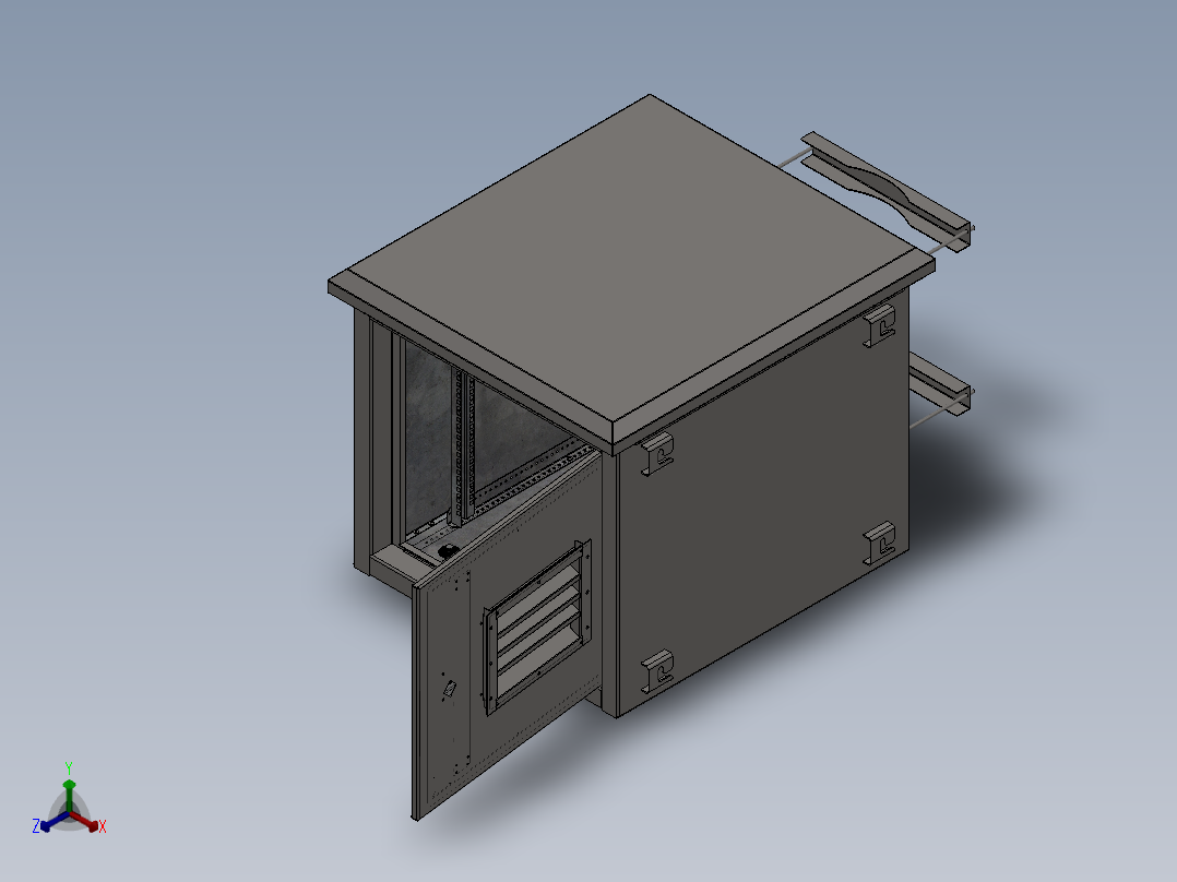 壁挂式电气柜12U-sw 三维 图纸正等轴测图