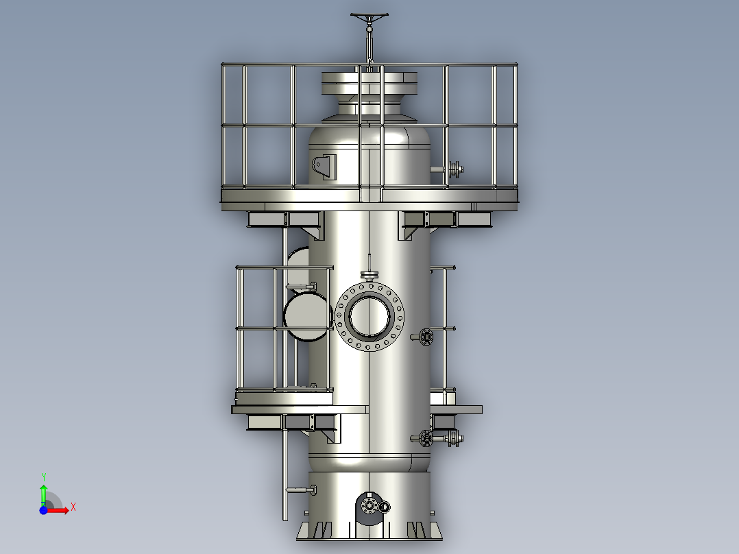 石油和天然气的分离器、压力容器、过滤器和夯实罐前视图