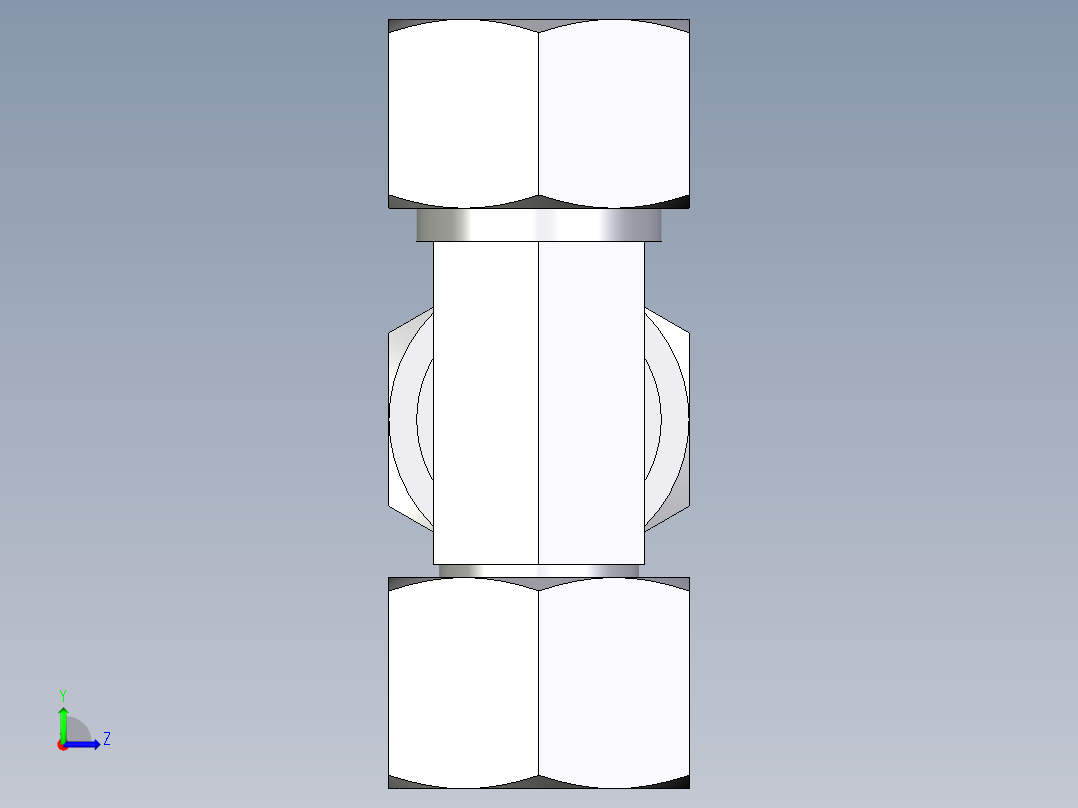 卡套式工业通用硬管接头EO_Swivel_nut_run_tee_EL15ZLCF左视图