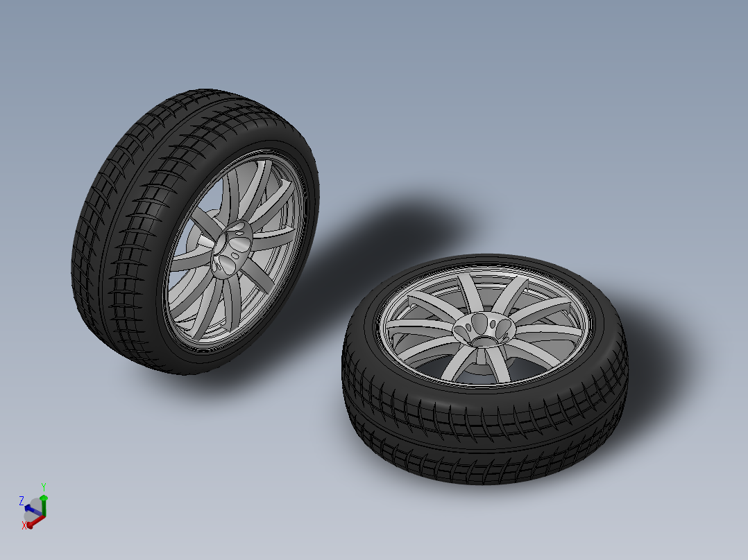 简易轮胎轮毂3D模型图纸 Solidworks设计