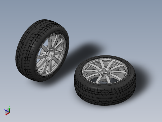 简易轮胎轮毂3D模型图纸 Solidworks设计