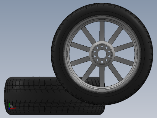简易轮胎轮毂3D模型图纸 Solidworks设计前视缩略图