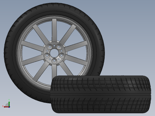 简易轮胎轮毂3D模型图纸 Solidworks设计后视缩略图