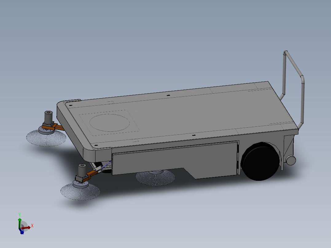 三轮扫地车底盘三维SW模型