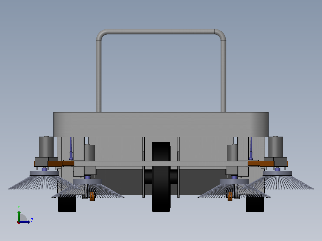 三轮扫地车底盘三维SW模型左视图