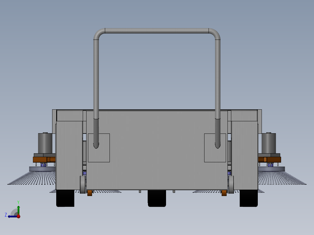 三轮扫地车底盘三维SW模型右视图