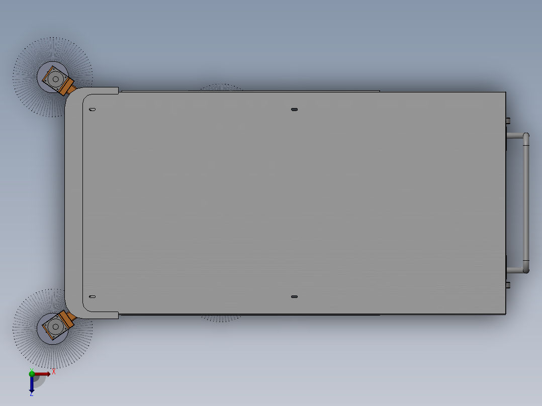 三轮扫地车底盘三维SW模型俯视图