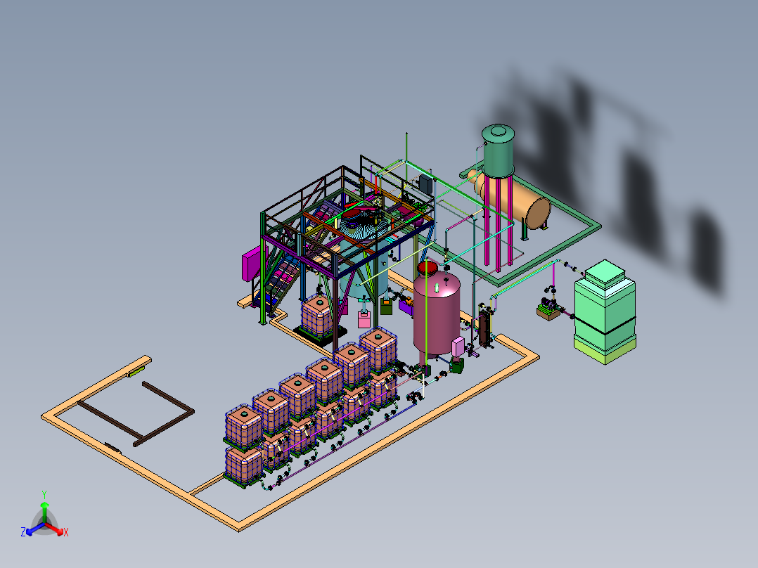 生物柴油生产的成套设备前视图