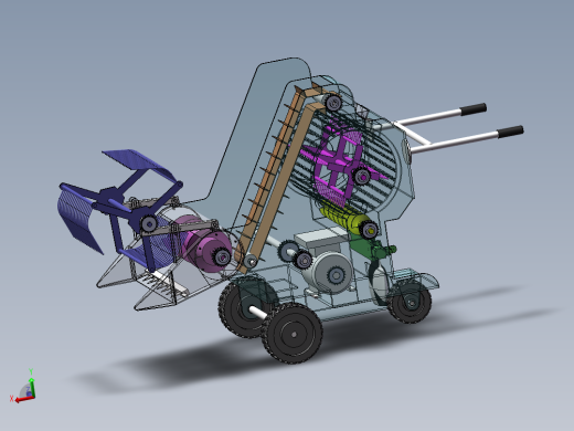 水稻收割脱粒一体机设计含SW三维图+CAD+说明书主视缩略图