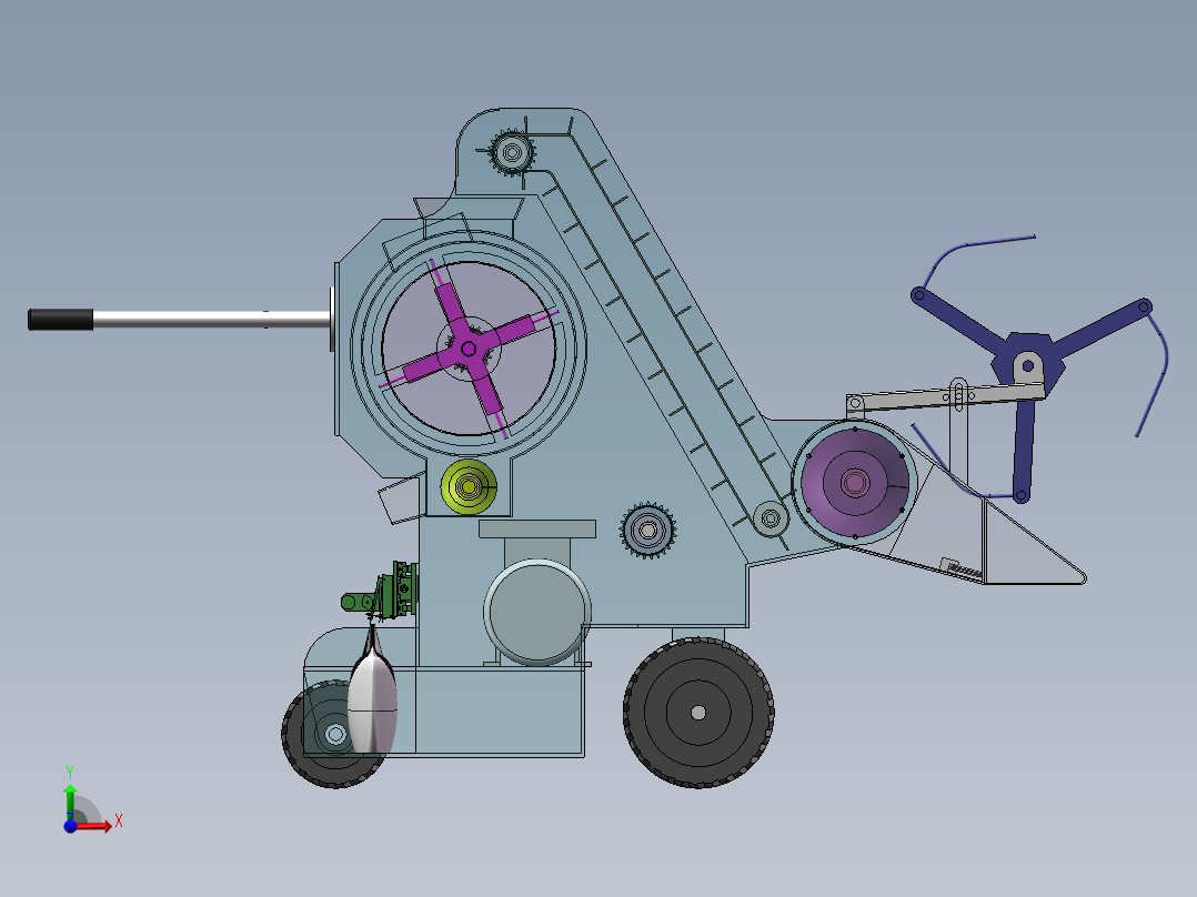 水稻收割脱粒一体机设计含SW三维图+CAD+说明书前视图