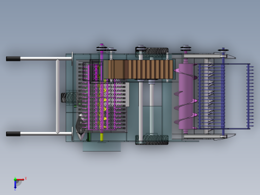 水稻收割脱粒一体机设计含SW三维图+CAD+说明书俯视缩略图