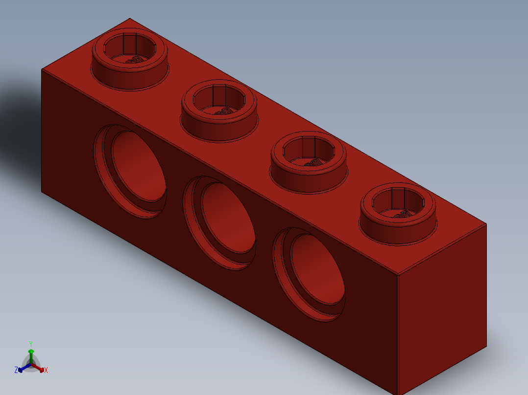 乐高机械组积木（横梁）-370121 Bright Red Technic Brick 1 x 4 with Holes