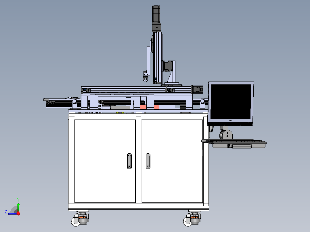 光通讯件烧录自动机右视图
