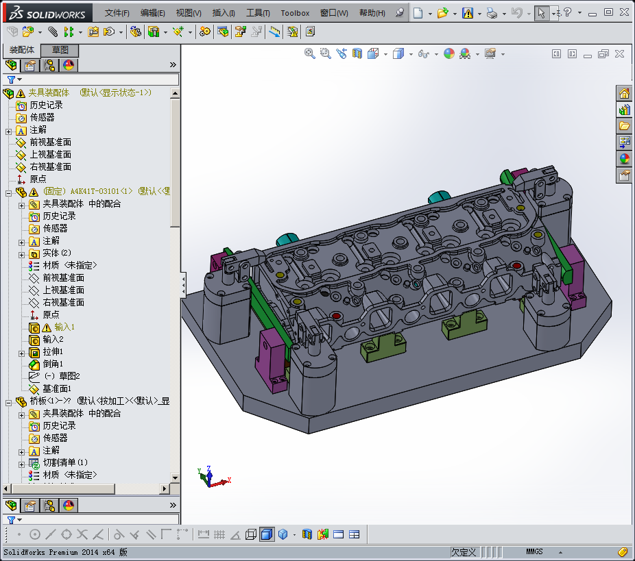 发动机气缸盖精密液压工装夹具（4种加工工序）