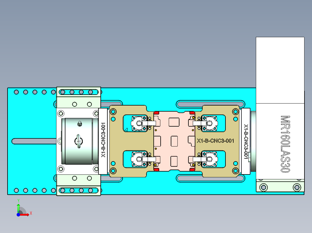 X1-CNC3笔记本CNC工装夹具三维模型-0314前视图