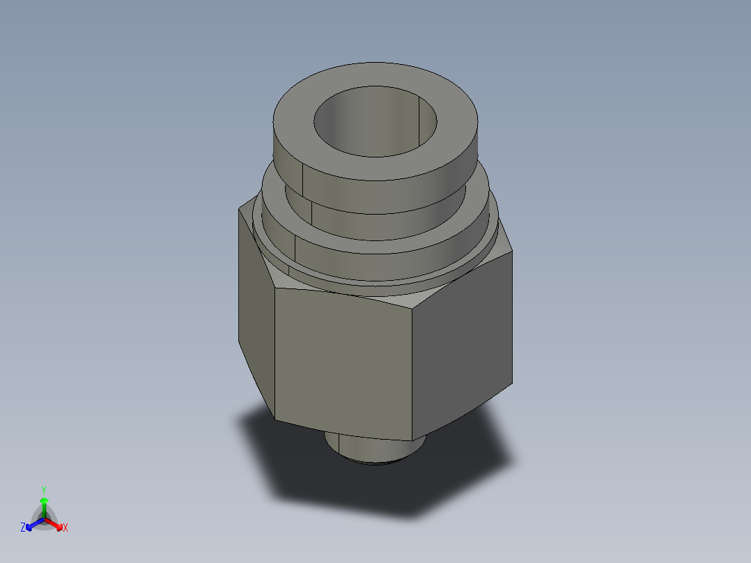 气管接头KQB2H06-M5正等轴测图