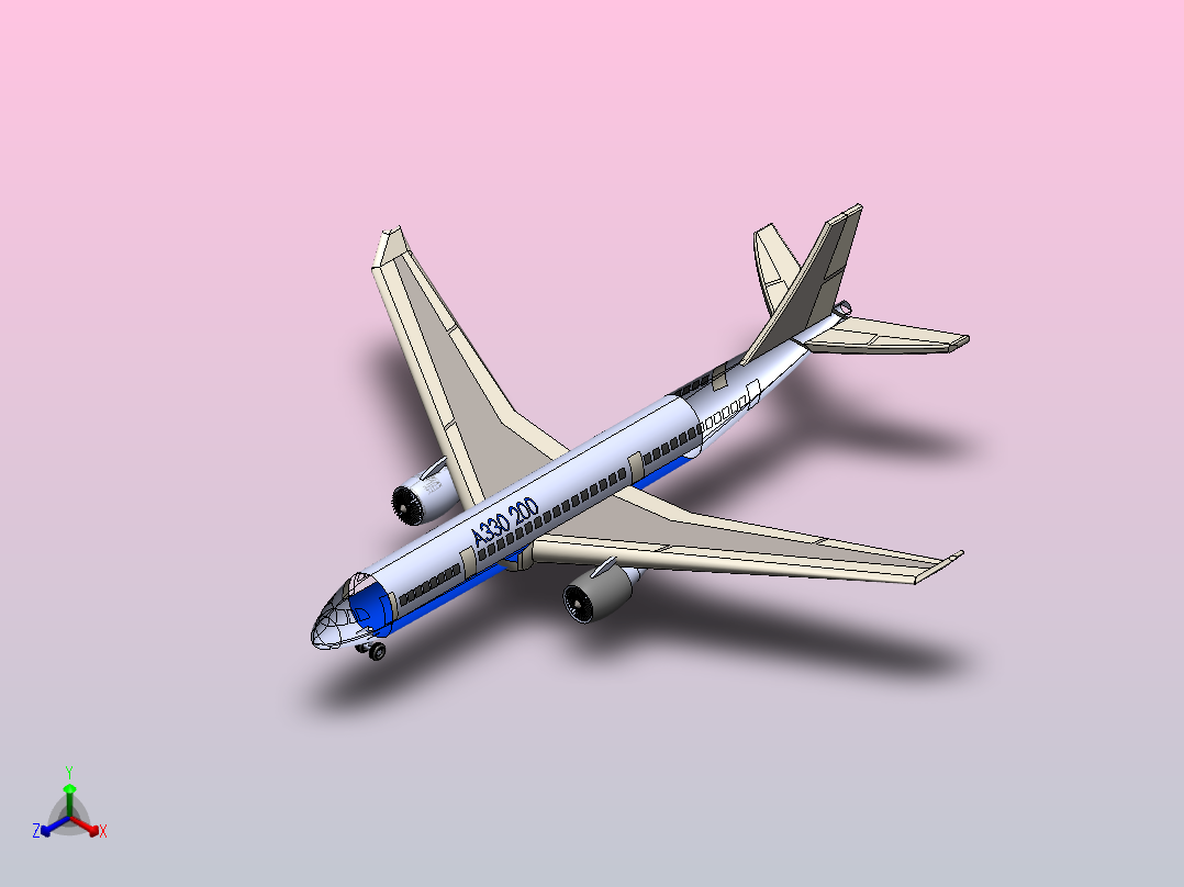 A330-200是一种缩短的远程机型正等轴测图