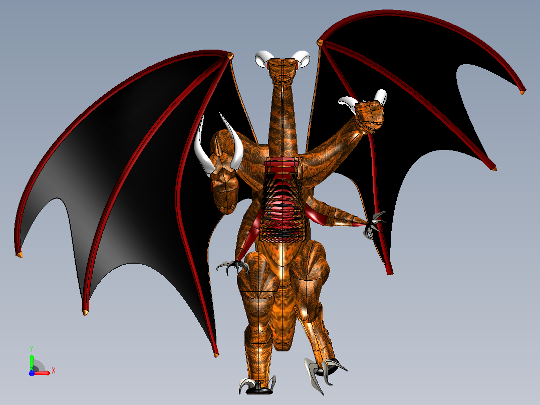 长三个头的龙前视图