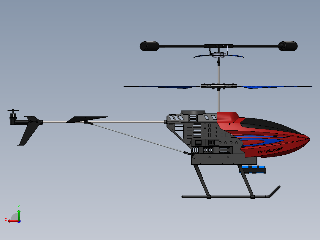 遥控直升机玩具模型后视图