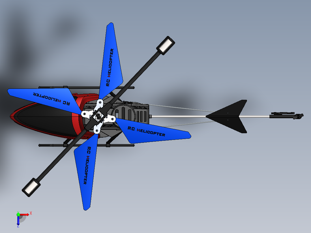 遥控直升机玩具模型俯视图