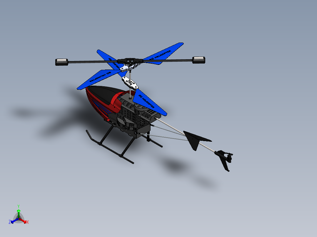 遥控直升机玩具模型正等轴测图