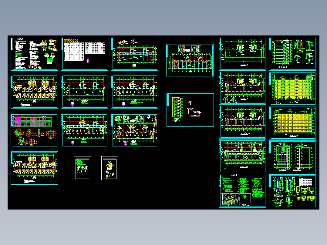 6层框架结构教学楼六层中学教学楼建筑和结构设计施工CAD图纸