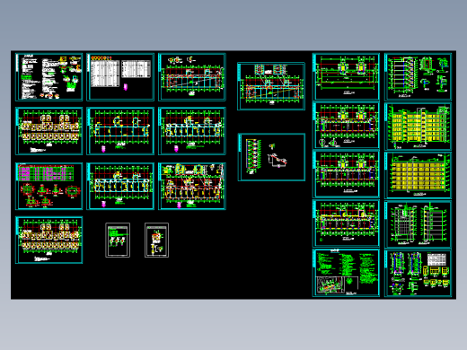 6层框架结构教学楼六层中学教学楼建筑和结构设计施工CAD图纸