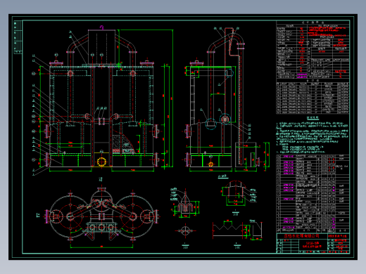 50吨每小时无阀过滤器设备装配图纸重力式无阀过滤器CAD图纸图纸