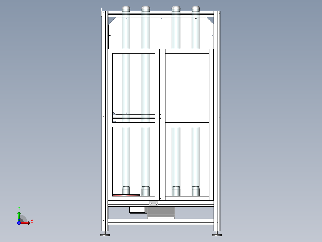 后轮盖自动堆叠设备（sw16可编辑+工程图）前视图