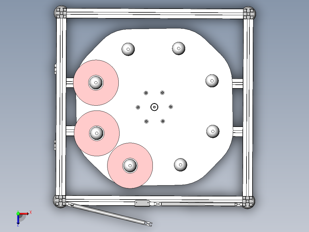 后轮盖自动堆叠设备（sw16可编辑+工程图）俯视图