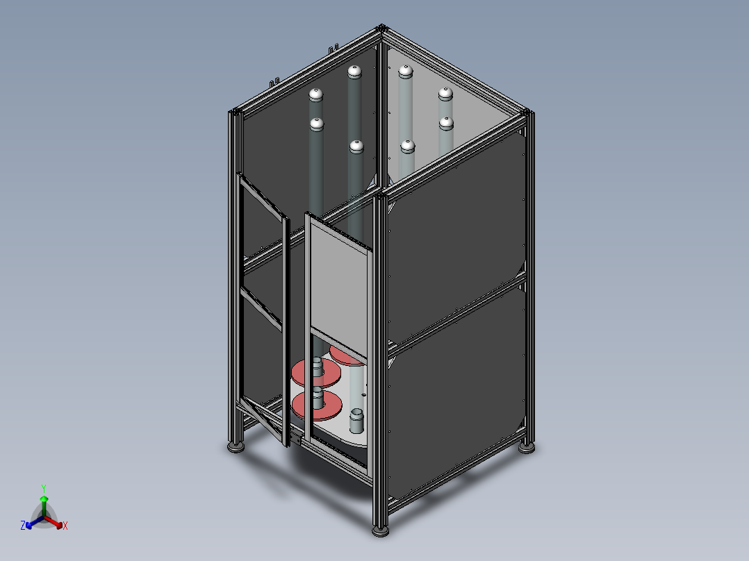 后轮盖自动堆叠设备（sw16可编辑+工程图）正等轴测图