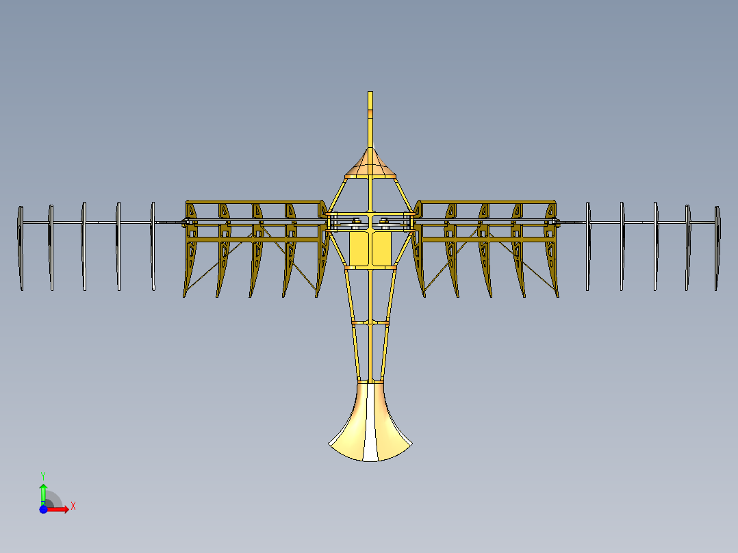 Ornitocopter机械飞鸟机构3D数模图纸 STP格式前视图