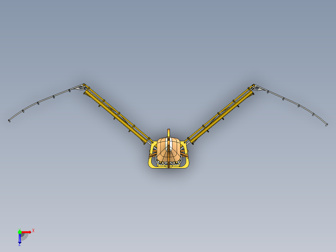 Ornitocopter机械飞鸟机构3D数模图纸 STP格式俯视图